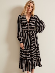 Phase Eight Black Stripe Laura Midaxi Dress - Image 3 of 7
