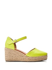 Moda in Pelle Gialla Square Toe Espadrille Wedges - Image 1 of 4