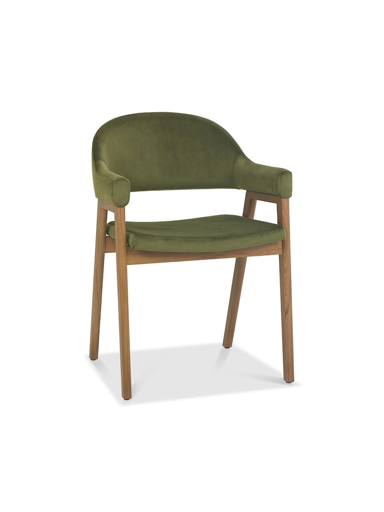 Bentley Designs Rustic Oak Cedar Camden Rustic Oak Upholstered Arm Chairs Set of 2 - Image 2 of 5