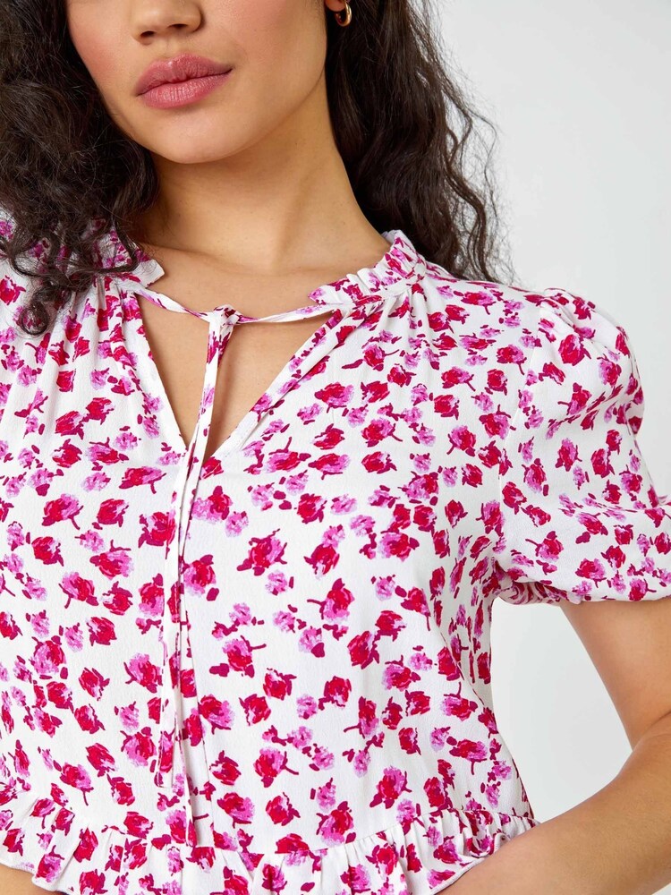 Dusk White Ditsy Floral Frilled Midi Dress - Image 5 of 5 Dusk White Ditsy Floral Frilled Midi Dress - Image 5 of 5