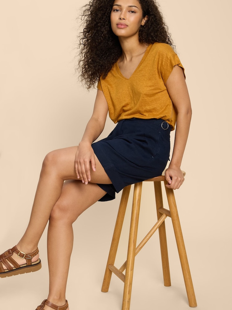 White Stuff Blue Una Shorts With Linen - Image 2 of 7