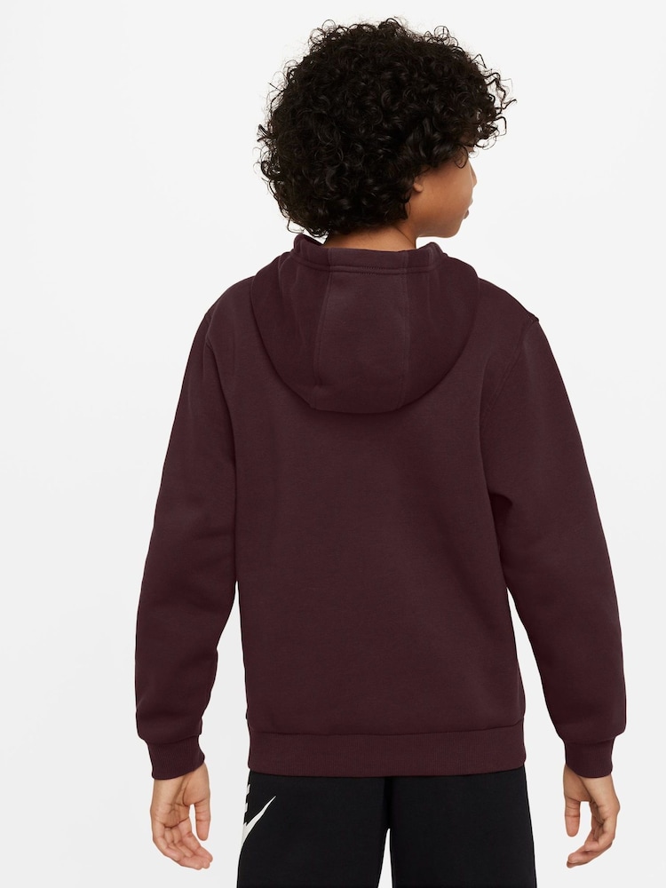Nike Burgundy Red Club Fleece Overhead Hoodie - Image 2 of 3