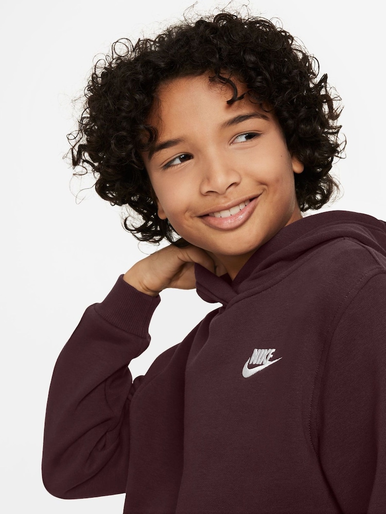 Nike Burgundy Red Club Fleece Overhead Hoodie - Image 3 of 3