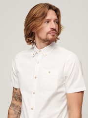 Superdry White 100% Cotton Merchant Store Short Sleeve Shirt - Image 3 of 6