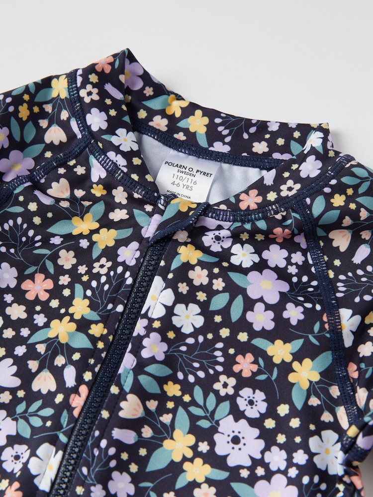 Polarn O. Pyret Blue Ditsy Floral Swimsuit - Image 2 of 2
