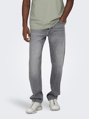 Only & Sons Grey Straight Leg Jeans - Image 1 of 6