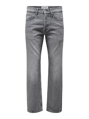 Only & Sons Grey Straight Leg Jeans - Image 5 of 6