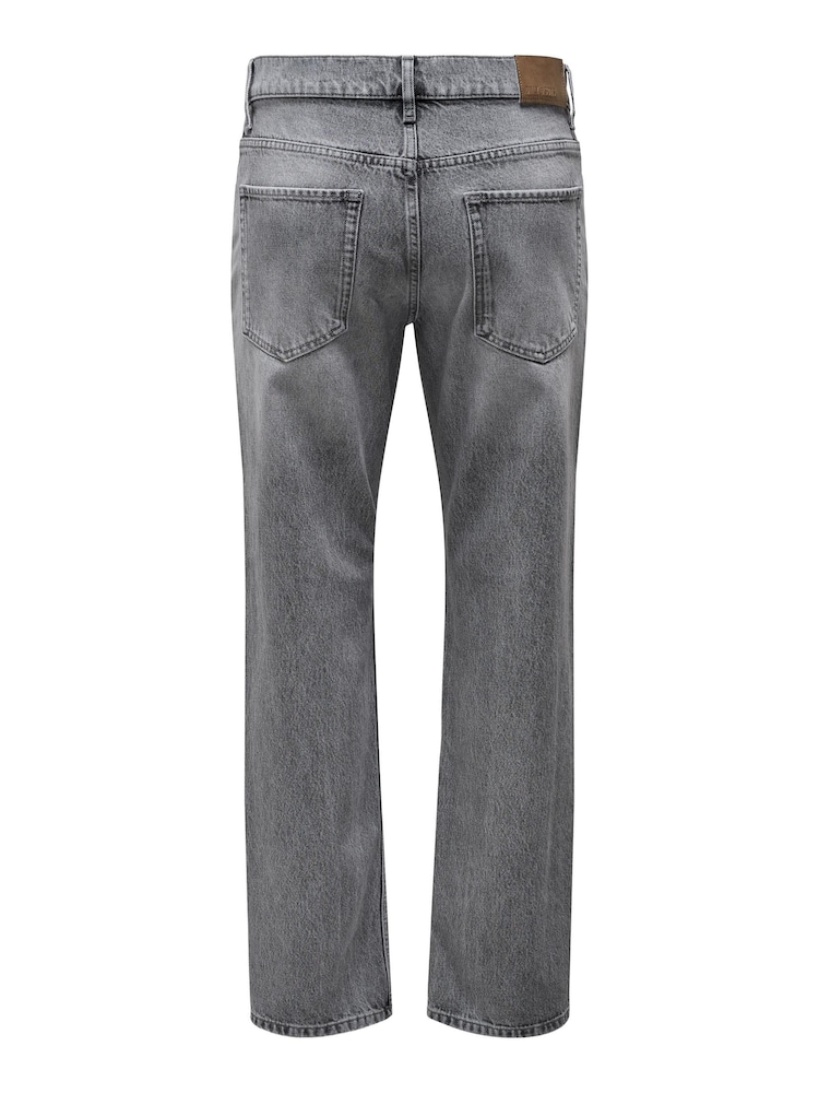 Only & Sons Grey Straight Leg Jeans - Image 6 of 6