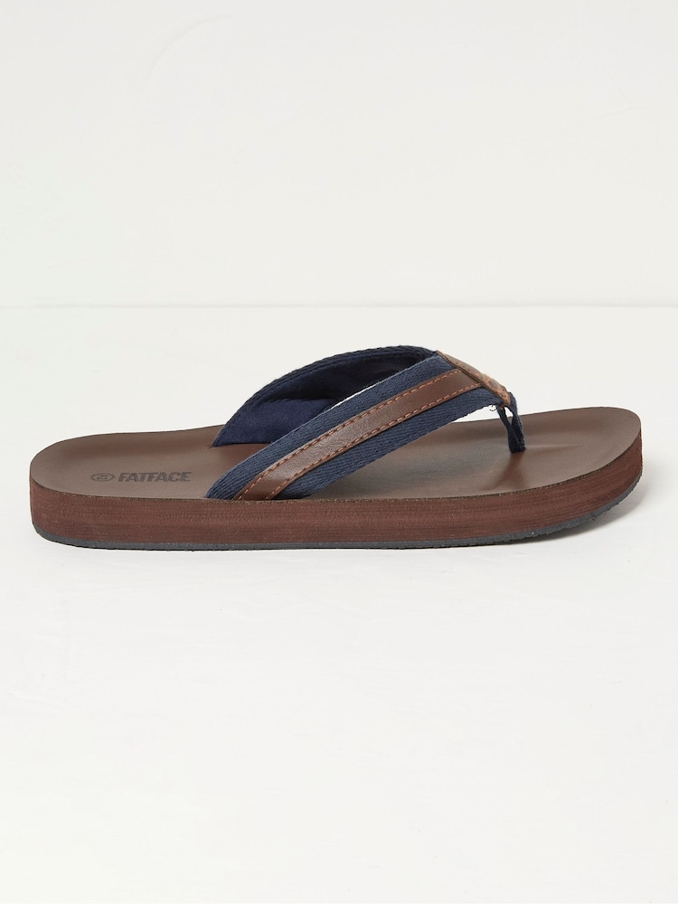 FatFace Ryde Natural Leather Flip Flops - Image 1 of 3
