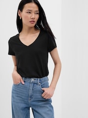 Черный - Gap Избранное Cotton-Modal с коротким рукавом футболка - Image 1 of 3