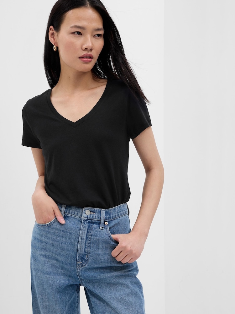 Черный - Gap Избранное Cotton-Modal с коротким рукавом футболка - Image 1 of 3