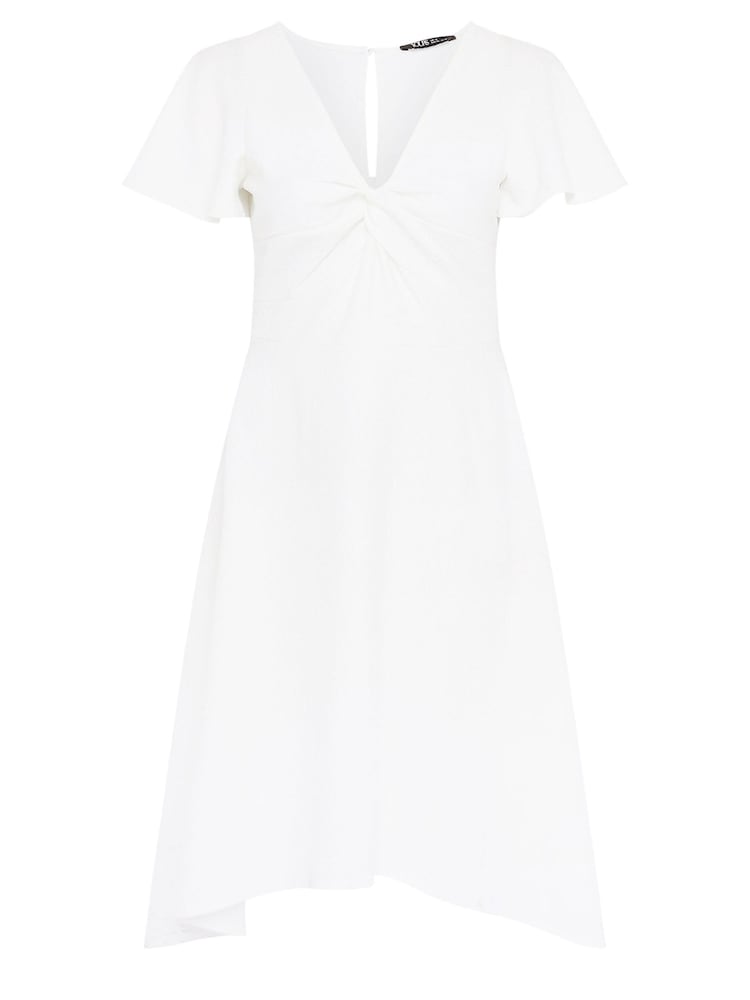 Yours Curve White LONDON Curve Dipped Hemline Jacquard Dress - Image 5 of 5
