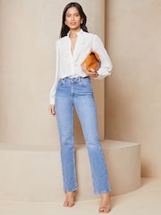 Lipsy Ivory White Ruffle Placket V Neck Blouse - Image 3 of 4