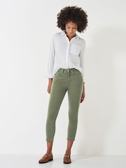 Crew Clothing Green Cropped Linen Blend Jeans - Image 1 of 4