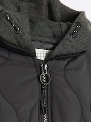 River Island Black Boys Hooded Light Weight Quilted Coat - Image 2 of 3