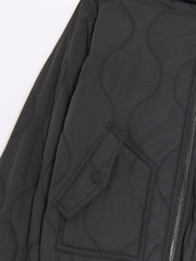 River Island Black Boys Hooded Light Weight Quilted Coat - Image 3 of 3