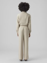 VERO MODA Neutral Linen Blend Wide Leg Trousers - Image 2 of 4