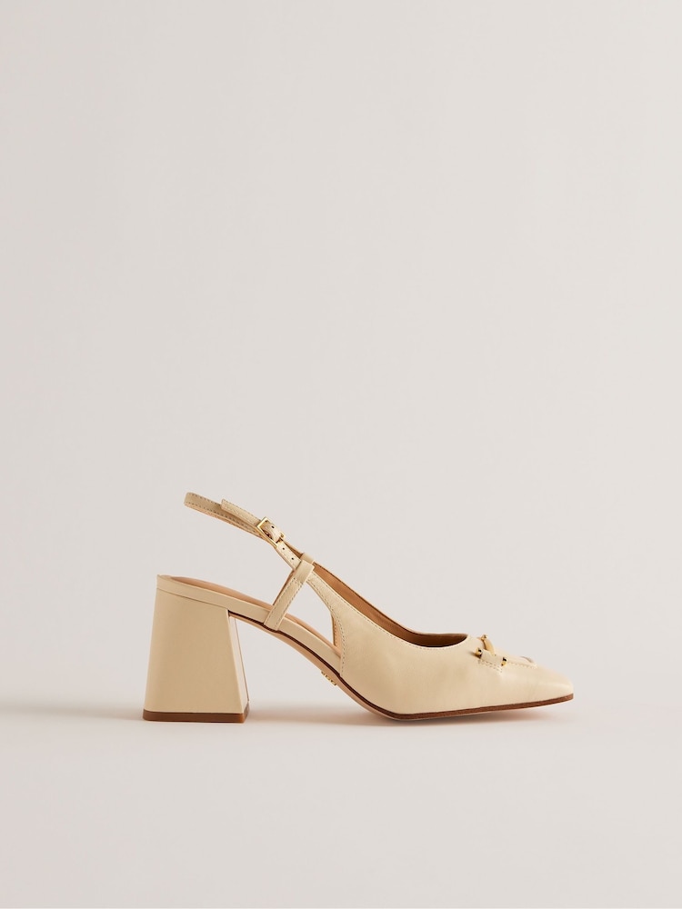 Ted Baker Cream Mid Block Meya Heels With Signature Keeper - Image 1 of 5