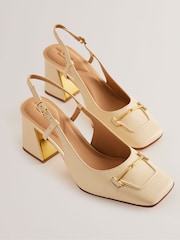 Ted Baker Cream Mid Block Meya Heels With Signature Keeper - Image 2 of 5