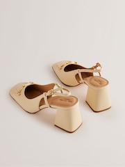 Ted Baker Cream Mid Block Meya Heels With Signature Keeper - Image 3 of 5