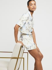 River Island Blue Floral Print Tailored Shorts - Image 3 of 4