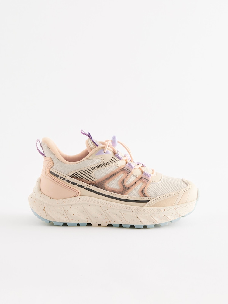 White/Pink Elastic Lace Hike Trainers - Image 2 of 6