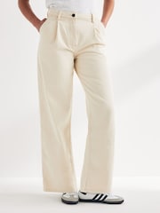 American Vintage Cream Tineborow Straight 100% Cotton Trousers - Image 1 of 6