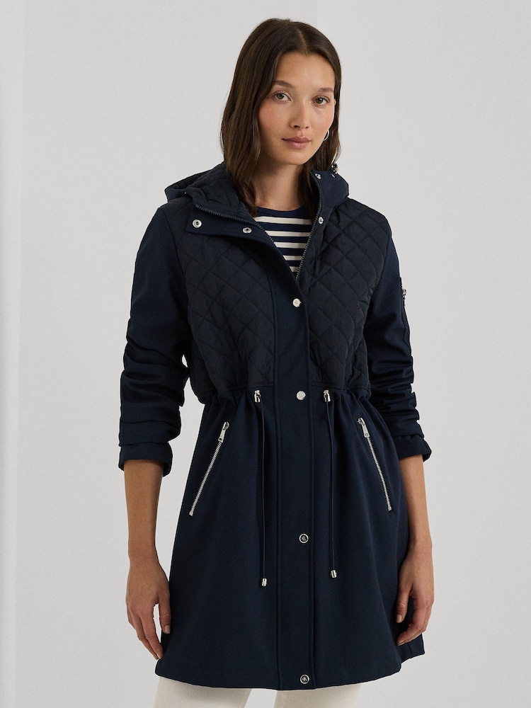 Buy Lauren Ralph Lauren Navy Quilted Detail Soft Shell Hooded