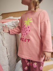 rožnata Strawberry/ Checkerboard - Potiskana pižama 3 paket (9mesec-8leto) - Slika 5 iz 11