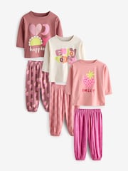 rožnata Strawberry/ Checkerboard - Potiskana pižama 3 paket (9mesec-8leto) - Slika 6 iz 11