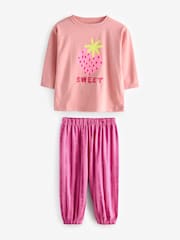 rožnata Strawberry/ Checkerboard - Potiskana pižama 3 paket (9mesec-8leto) - Slika 8 iz 11