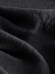 Black Long Sleeve Textured Overhead V-Neck Blouse - Image 7 of 7