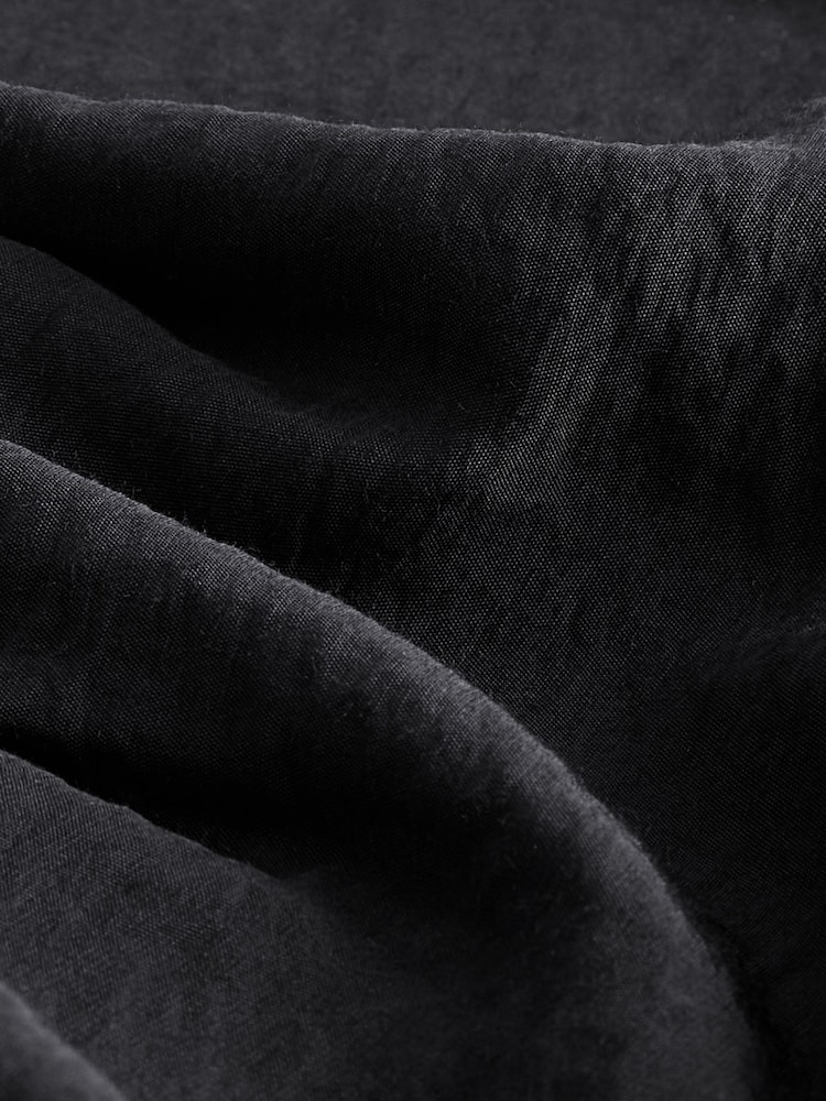 Black Long Sleeve Textured Overhead V-Neck Blouse - Image 7 of 7