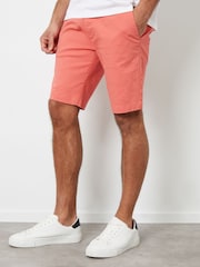 Coral - Threadbare Slim Fit Cotton Chino Shorts With Stretch - Imagen 1 de 4