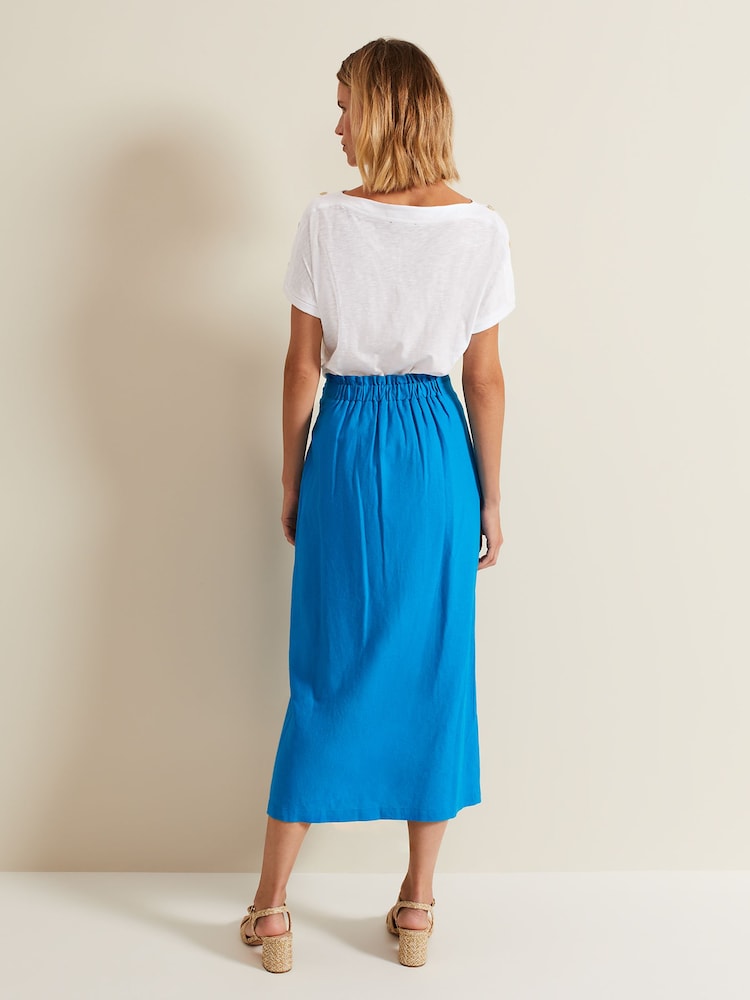 Phase Eight Blue Hayden Linen Wrap Skirt - Image 2 of 6 Phase Eight Blue Hayden Linen Wrap Skirt - Image 2 of 6