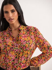 Pour Moi Orange Natalya Metallic Star Chiffon Shirt - Image 1 of 4