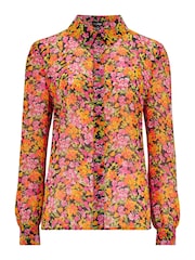 Pour Moi Orange Natalya Metallic Star Chiffon Shirt - Image 3 of 4