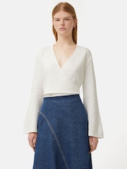 Jigsaw Textured Jersey Wrap Top - Image 4 of 6
