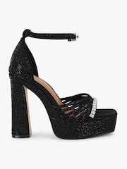 Kurt Geiger London Black Crystal Strap Platform Sandals - Image 1 of 4