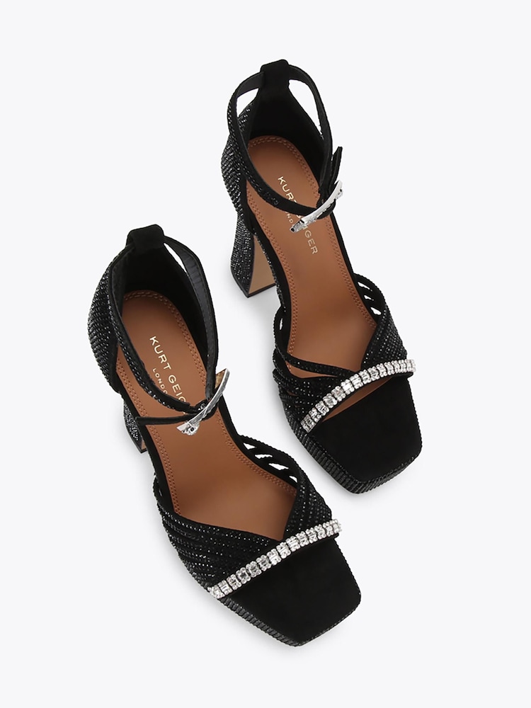 Kurt Geiger London Black Crystal Strap Platform Sandals - Image 2 of 4 Kurt Geiger London Black Crystal Strap Platform Sandals - Image 2 of 4