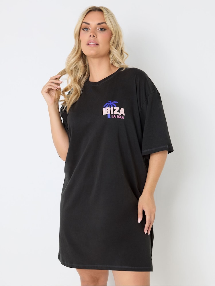 Yours Curve Black Sleep T-Shirt - Image 2 of 7 Yours Curve Black Sleep T-Shirt - Image 2 of 7