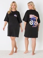 Yours Curve Black Sleep T-Shirt - Image 3 of 7
