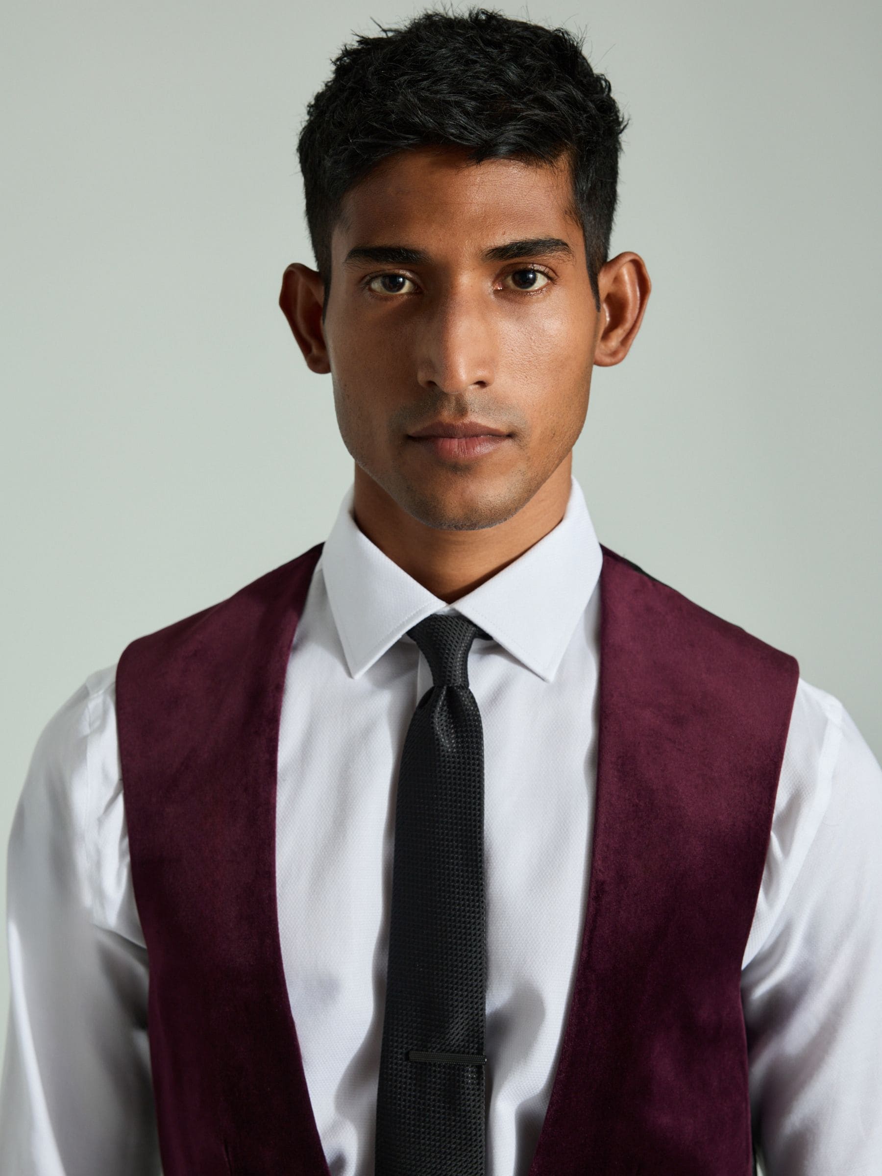 Buy Burgundy Red Velvet Patterned Waistcoat from Next USA