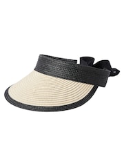 Oliver Bonas Black Animal Print Visor Hat - Image 1 of 6