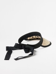 Oliver Bonas Black Animal Print Visor Hat - Image 2 of 6