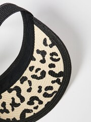 Oliver Bonas Black Animal Print Visor Hat - Image 5 of 6