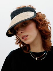 Oliver Bonas Black Animal Print Visor Hat - Image 6 of 6
