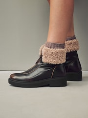 Kostanjevo rjava - Forever Comfort® Faux Fur ovratnik Zip Ankle gležnjarji - Slika 2 iz 10