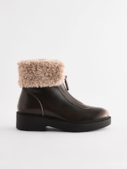 Kostanjevo rjava - Forever Comfort® Faux Fur ovratnik Zip Ankle gležnjarji - Slika 6 iz 10