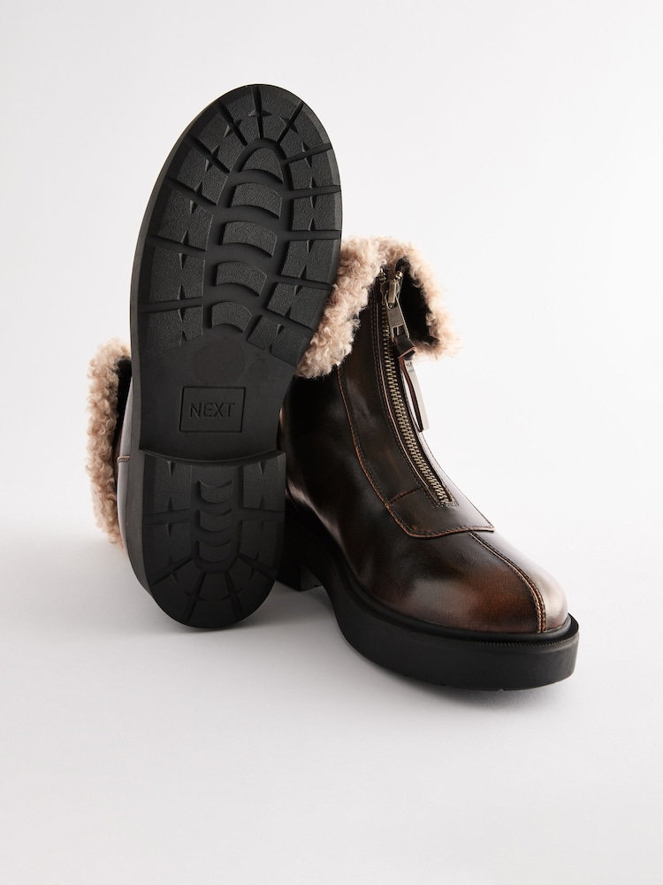 Fur Lined Wide Width Winter Ankle Boots Buy Chestnut Brown